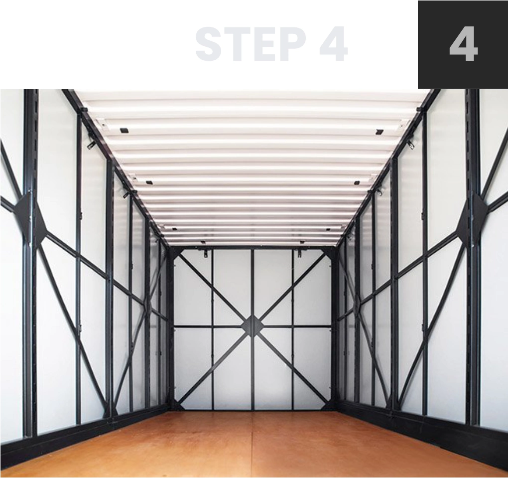 A step by step picture of the inside of a moving truck.