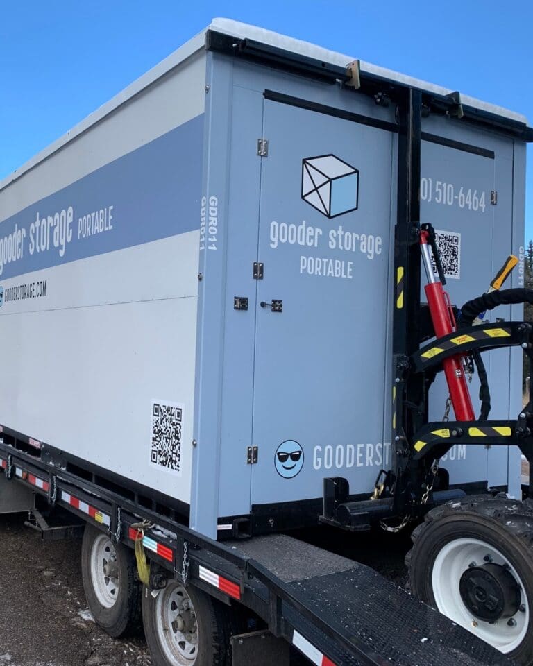 Gooder Box on the delivery trailer with the remote-controlled delivery bot mounted at the back